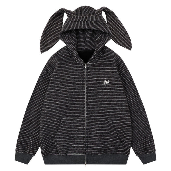 Hooded jacket with kangaroo pocket and loose zipper cardigan