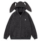 Hooded jacket with kangaroo pocket and loose zipper cardigan