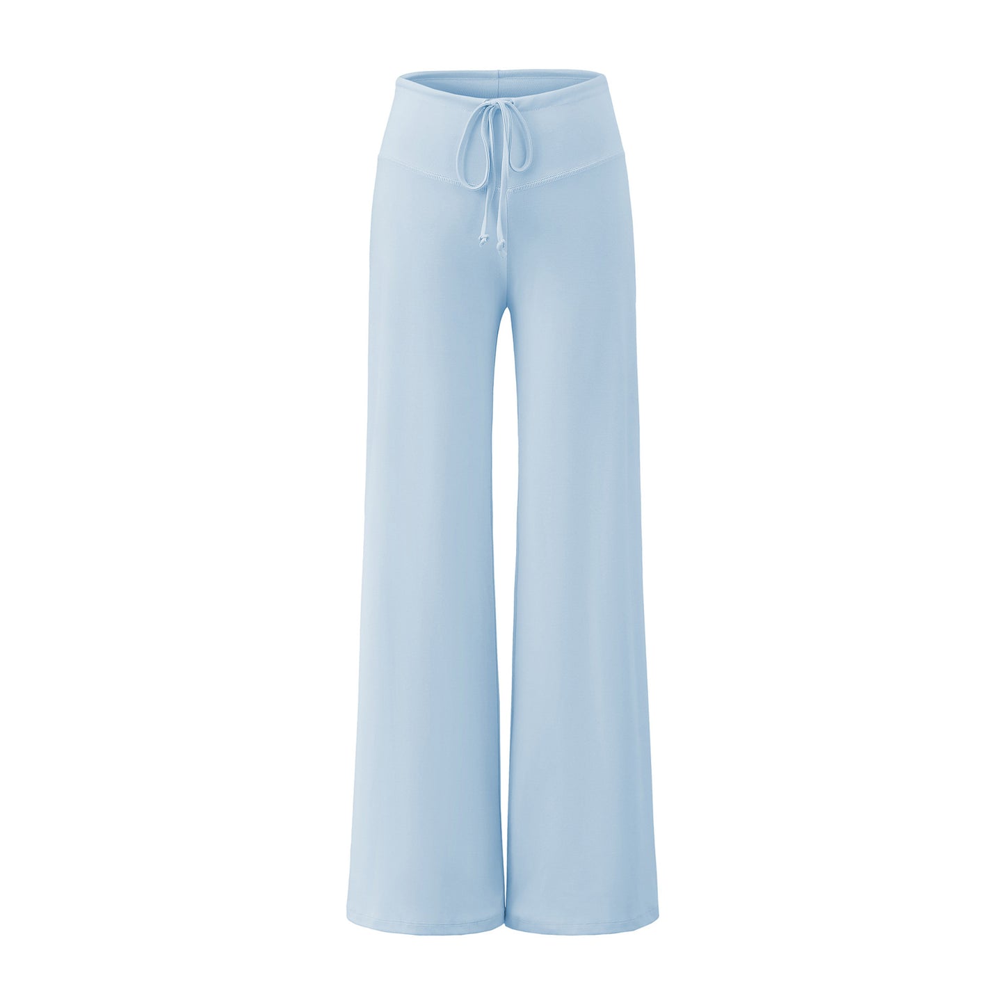 Solid color loose wide leg hanging drawstring straight leg pants