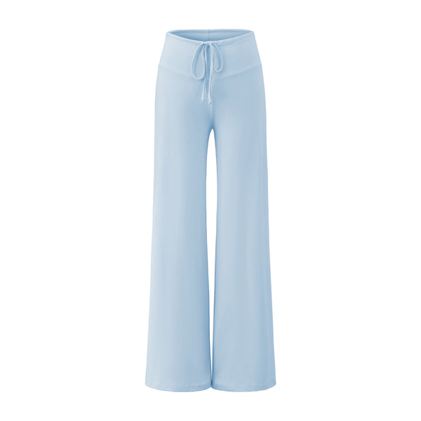 Pantalon large uni à jambes droites et cordon de serrage.