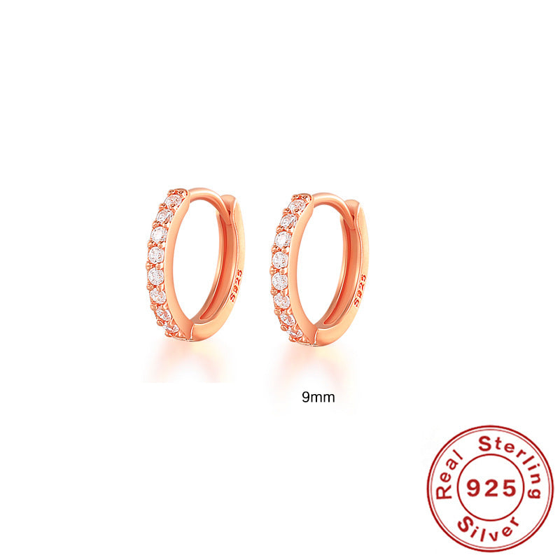Earrings with Turquoise and Diamond Inlay 18K Gold Plated Stud