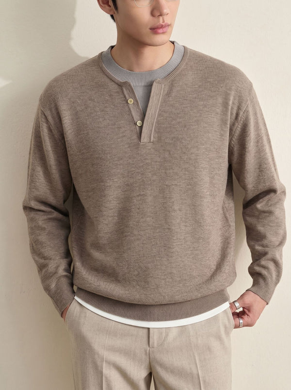 Color blocking long sleeved loose sweater