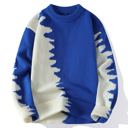 Men's Color Block Long Sleeve Round Neck Knit Sweater
