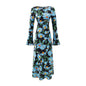 One-Shoulder Flared Long Sleeve  Printed Waist-Cinched Dress