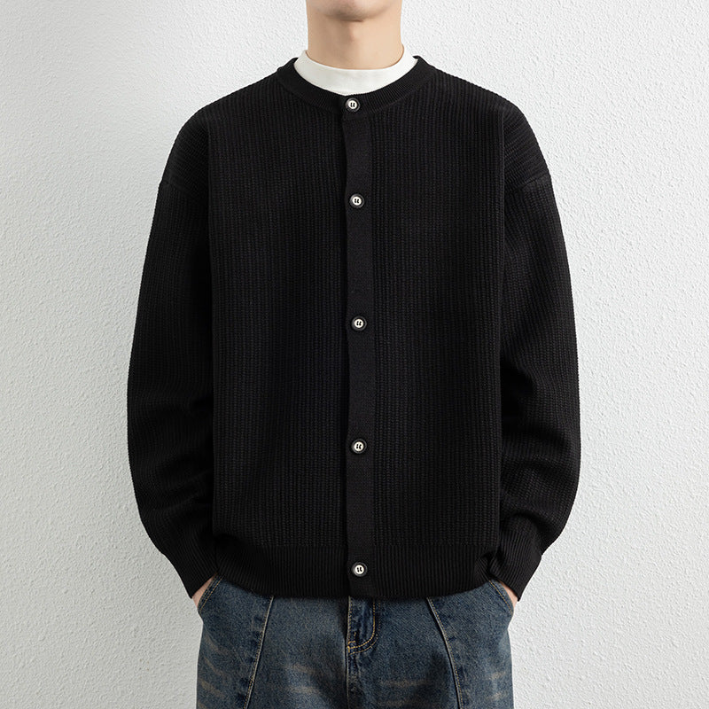 Men's Round Neck Cardigan Sweater