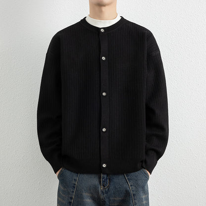 Men's Round Neck Cardigan Sweater