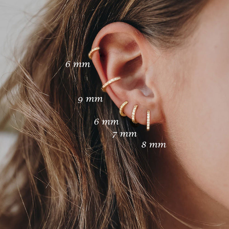 Earrings with Turquoise and Diamond Inlay 18K Gold Plated Stud