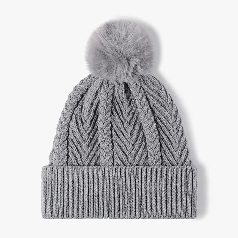 Cable knit pompom hat - view 1