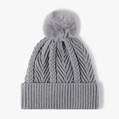 Cable knit pompom hat - view 1