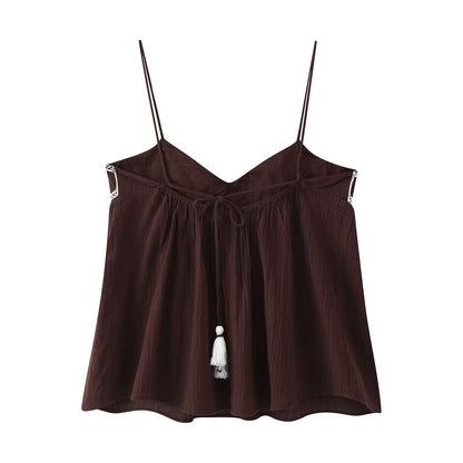 French style girl embroidered camisole top