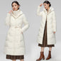Women's  Wave Stitching Padded Jacket Hooded Mid-length Over-knee Coat