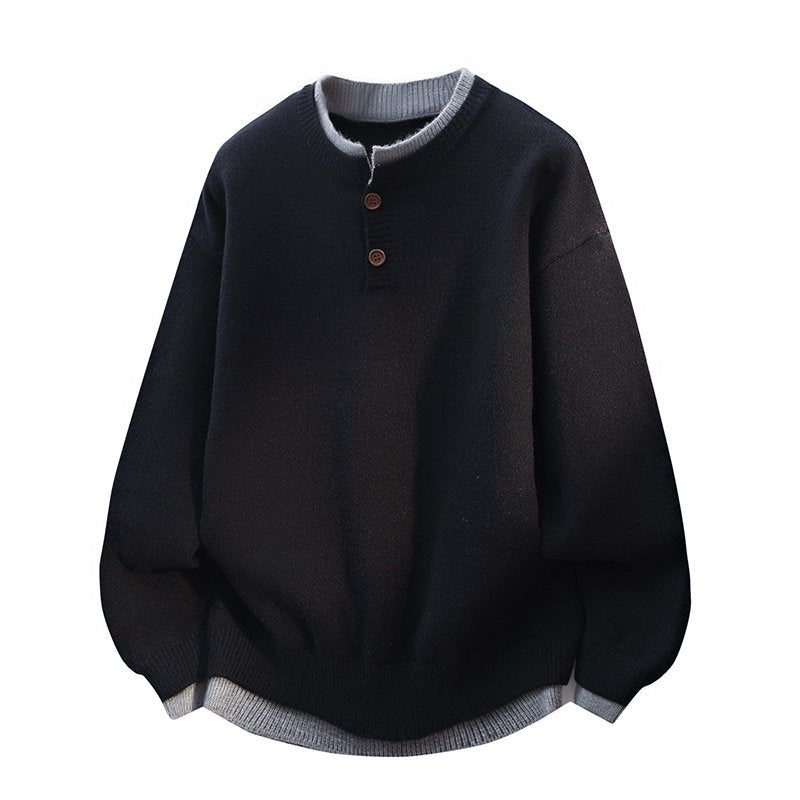 Henley Neck Knit Sweater
