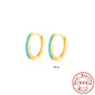 Earrings with Turquoise and Diamond Inlay 18K Gold Plated Stud
