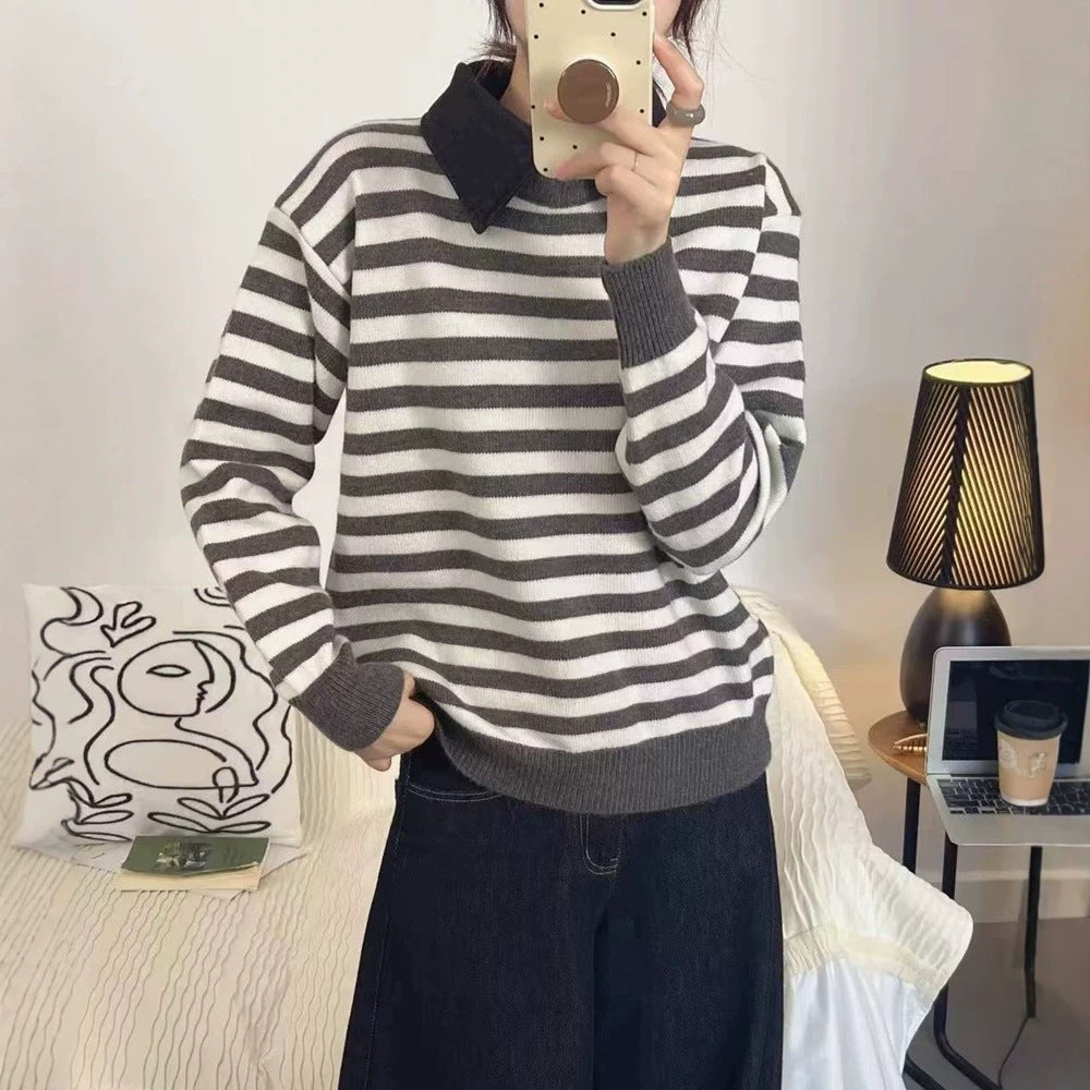 Striped collar sweater