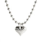 Exaggerated bead chain 18K gold heart pendant necklace
