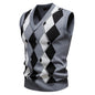 Plaid Sweater Knitwear Casual V-Neck Vest