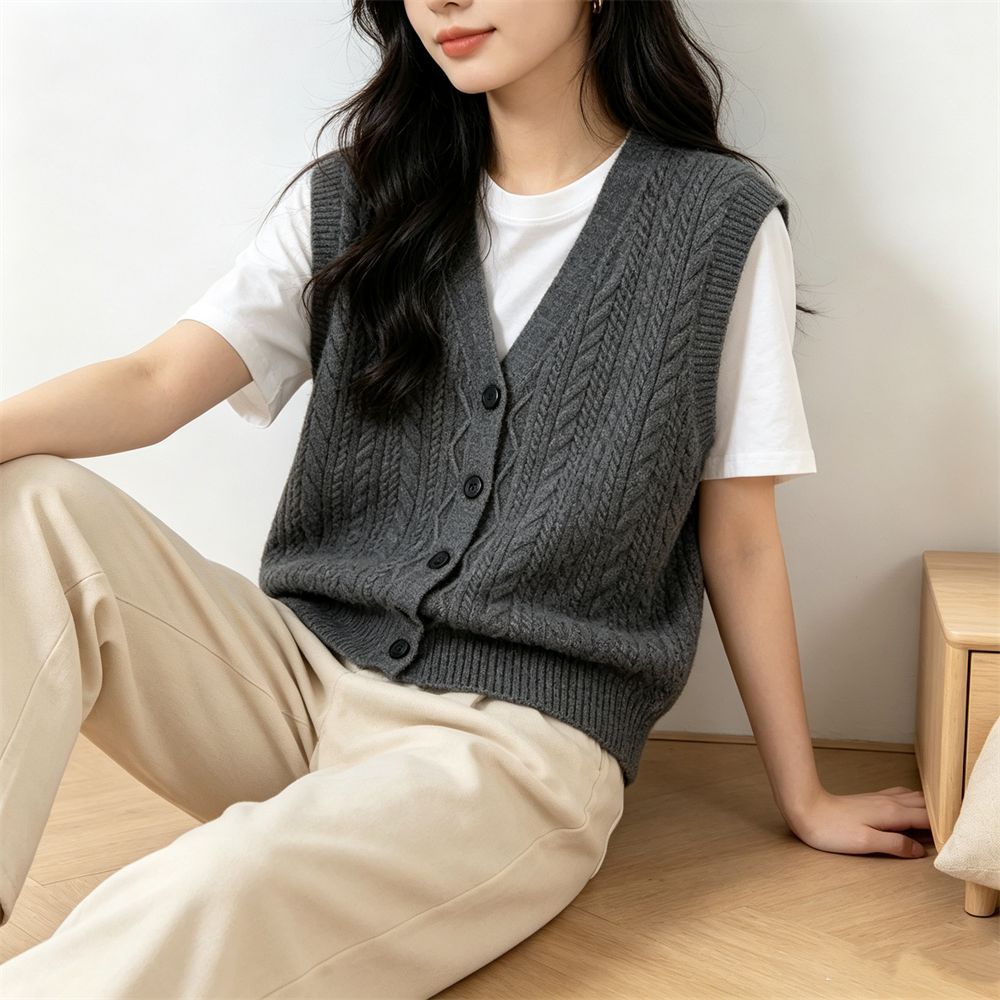 V-neck vest sweater for women
