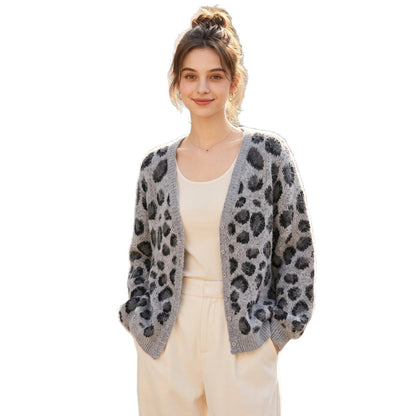 Leopard print V-neck sweater