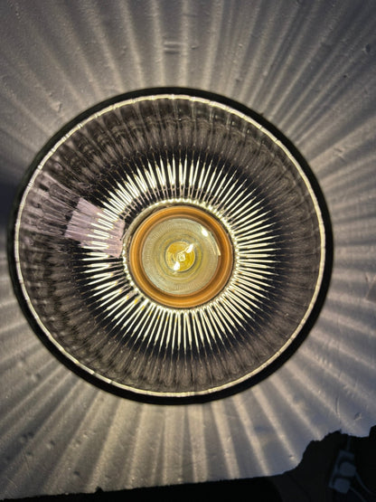 33cm LED Glass Footed Ridged Lamp - Blue