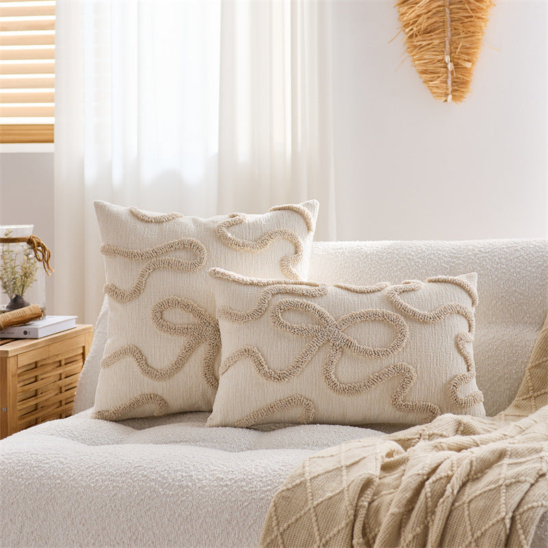 Bow Line Embroidered Pillow Cover
