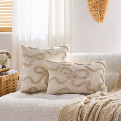 Bow Line Embroidered Pillow Cover