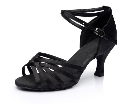 Chaussures de danse latine pour femmes adultes avec talons moyens à hauts, chaussures d'entraînement de danse latine pour l'intérieur