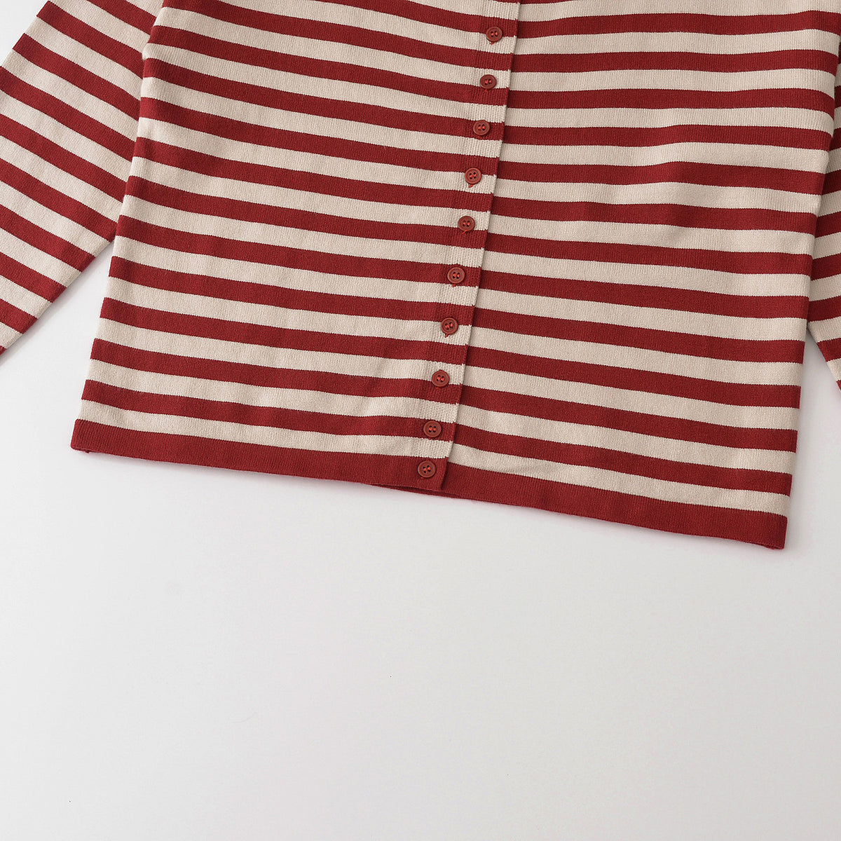 Stand up collar striped cardigan top