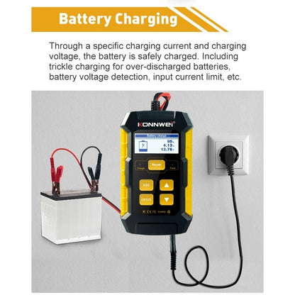Testeur / Chargeur / Réparateur de batterie de voiture 3 en 1 KONNWEI KW510, prise en charge de 8 langues (prise UE)
