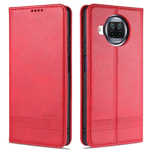 For Xiaomi Mi 10T Lite 5G AZNS Magnetic Calf Texture Horizontal Flip Leather Case with Card Slots & Holder & Wallet(Red)