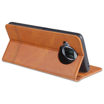 Pour étui en cuir à rabat horizontal avec texture veau AZNS magnétique pour Xiaomi Mi 10T Lite 5G, avec fentes pour cartes, support et portefeuille (rouge)