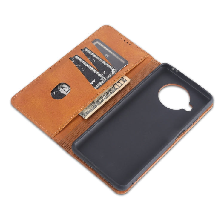 Pour étui en cuir à rabat horizontal avec texture veau AZNS magnétique pour Xiaomi Mi 10T Lite 5G, avec fentes pour cartes, support et portefeuille (rouge)