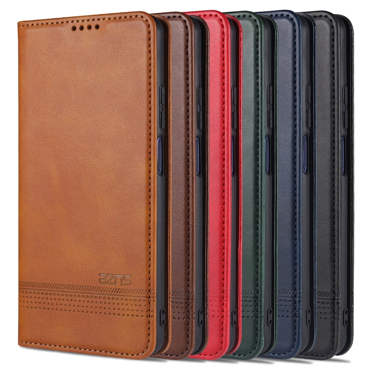 Pour étui en cuir à rabat horizontal avec texture veau AZNS magnétique pour Xiaomi Mi 10T Lite 5G, avec fentes pour cartes, support et portefeuille (rouge)