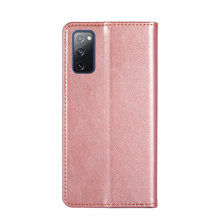 For Samsung Galaxy S20 FE PU + TPU Gloss Oil Solid Color Magnetic Horizontal Flip Leather Case with Holder & Card Slot & Wallet(Rose Gold)