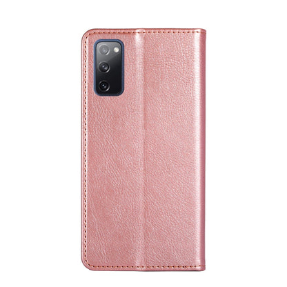 For Samsung Galaxy S20 FE PU + TPU Gloss Oil Solid Color Magnetic Horizontal Flip Leather Case with Holder & Card Slot & Wallet(Rose Gold)
