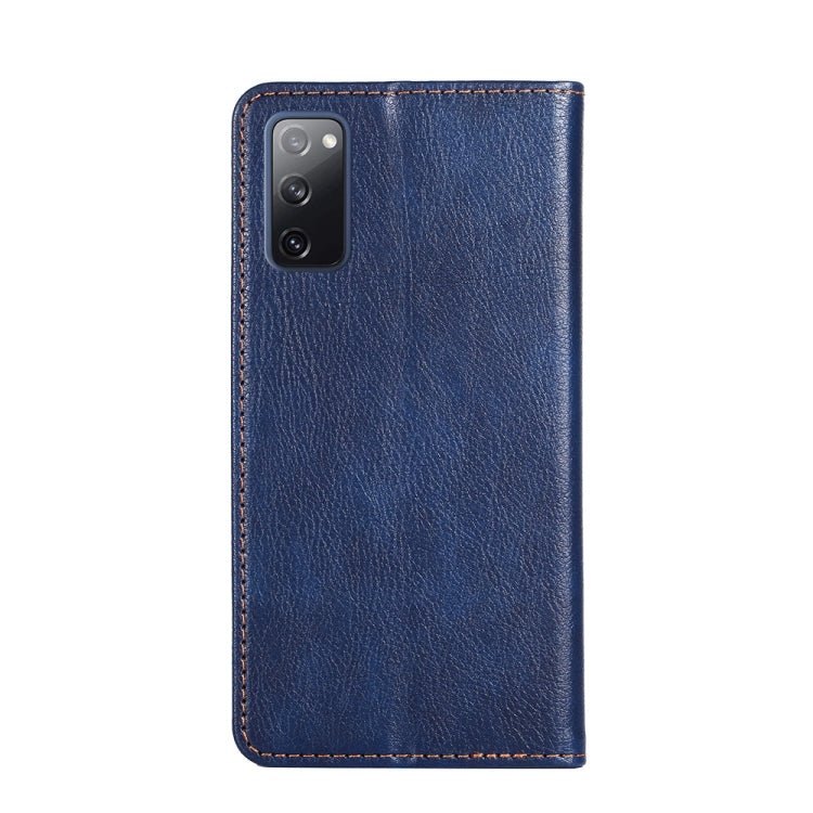 For Samsung Galaxy S20 FE PU + TPU Gloss Oil Solid Color Magnetic Horizontal Flip Leather Case with Holder & Card Slot & Wallet(Blue)