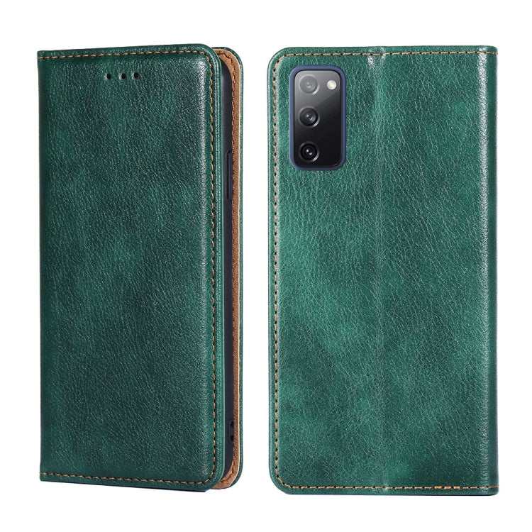 For Samsung Galaxy S20 FE PU + TPU Gloss Oil Solid Color Magnetic Horizontal Flip Leather Case with Holder & Card Slot & Wallet(Green)