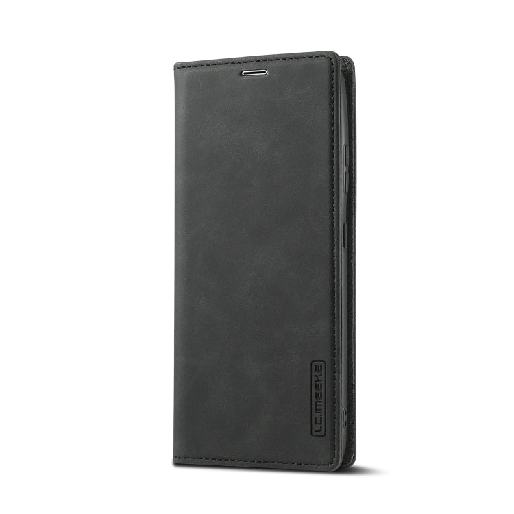 Pour Samsung Galaxy S21 Ultra 5G LC.IMEEKE Étui en cuir PU et TPU mat ultra-fin à rabat horizontal avec aimant puissant, support, fentes pour cartes et portefeuille (noir)