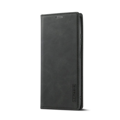 Pour Samsung Galaxy S21 Ultra 5G LC.IMEEKE Étui en cuir PU et TPU mat ultra-fin à rabat horizontal avec aimant puissant, support, fentes pour cartes et portefeuille (noir)