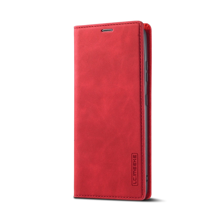 For Samsung Galaxy S21 Ultra 5G LC.IMEEKE Strong Magnetism Ultra-thin Horizontal Flip Matte TPU + PU Leather Case with Holder & Card Slots & Wallet(Red)