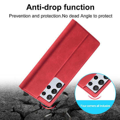 For Samsung Galaxy S21 Ultra 5G LC.IMEEKE Strong Magnetism Ultra-thin Horizontal Flip Matte TPU + PU Leather Case with Holder & Card Slots & Wallet(Red)