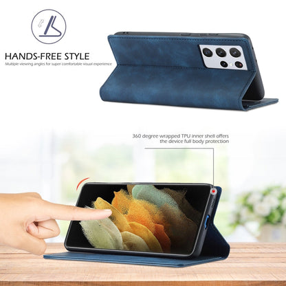 For Samsung Galaxy S21 Ultra 5G LC.IMEEKE Strong Magnetism Ultra-thin Horizontal Flip Matte TPU + PU Leather Case with Holder & Card Slots & Wallet(Blue)