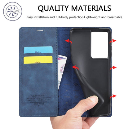 For Samsung Galaxy S21 Ultra 5G LC.IMEEKE Strong Magnetism Ultra-thin Horizontal Flip Matte TPU + PU Leather Case with Holder & Card Slots & Wallet(Blue)