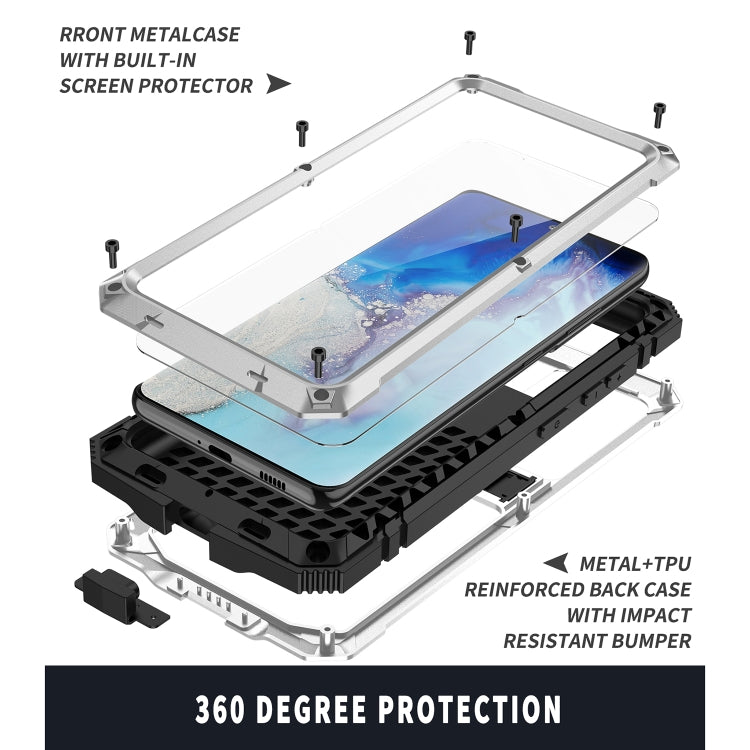 For Samsung Galaxy S21 Ultra 5G R-JUST Shockproof Waterproof Dust-proof Metal + Silicone Protective Case with Holder(Silver)