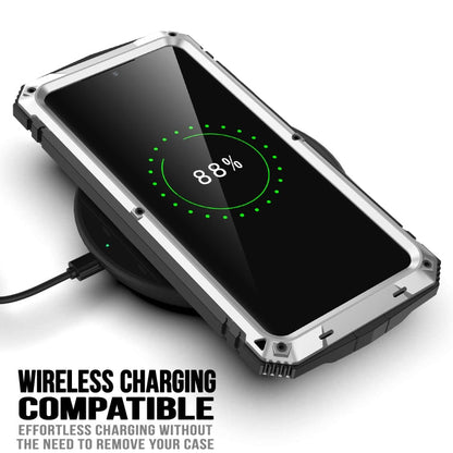 For Samsung Galaxy S21 Ultra 5G R-JUST Shockproof Waterproof Dust-proof Metal + Silicone Protective Case with Holder(Silver)