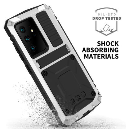 For Samsung Galaxy S21 Ultra 5G R-JUST Shockproof Waterproof Dust-proof Metal + Silicone Protective Case with Holder(Silver)