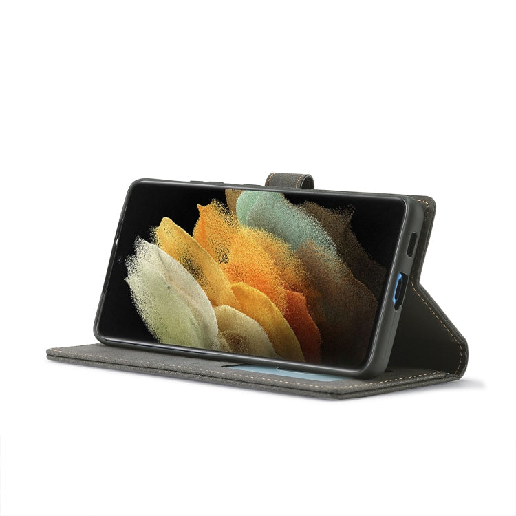 For Samsung Galaxy S21 Ultra 5G Forwenw F1 Series Matte Strong Magnetism Horizontal Flip Leather Case with Holder & Card Slots & Wallet & Photo Frame(Black)