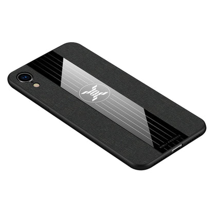For iPhone XR XINLI Stitching Cloth Texture Shockproof TPU Protective Case(Black)