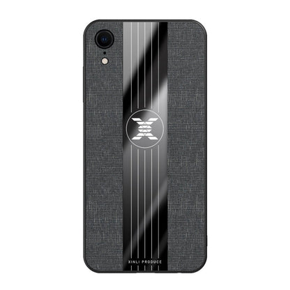 For iPhone XR XINLI Stitching Cloth Texture Shockproof TPU Protective Case(Black)
