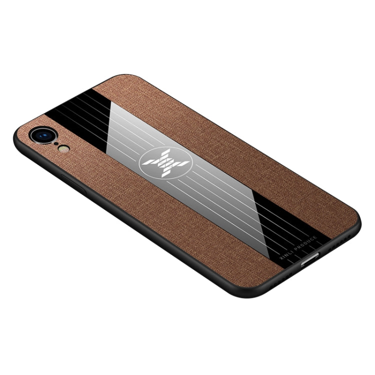 For iPhone XR XINLI Stitching Cloth Texture Shockproof TPU Protective Case(Brown)