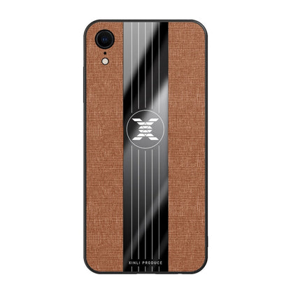 For iPhone XR XINLI Stitching Cloth Texture Shockproof TPU Protective Case(Brown)